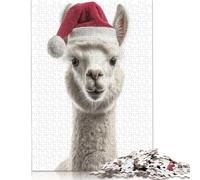Adult Jigsaw Puzzles 1000 Pieces Christmas Alpaca with Santa Hat Puzzles for Adults & Teenager Educational Games 1000pcs (75x50cm)