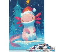 Adult Jigsaw Puzzles 1000 Pieces Christmas Axolotl Santa Hat Wooden Puzzles for Adults Puzzles Funny Jigsaw Puzzles 300pcs (40x28cm)