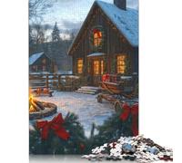 Adult Jigsaw Puzzles 1000 Pieces Christmas Cabin Wooden Puzzle for Adults And Teenager Sustainable Puzzle for Adults | Games 1000pcs (75x50cm)