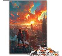 Adult Jigsaw Puzzles 1000 Pieces City at Sunset Made of Wood, for Ages 14+ 50x75cm Challenging Brain Teaser - Relaxing Toy for Teenagers