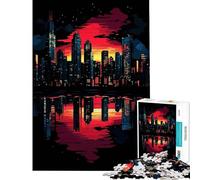 Adult Jigsaw Puzzles 1000 Pieces Cityscape Sunset Reflection Impossible Game Learning Educational Toys Secret Santa Gifts For Family Fun (Size 38x52cm)