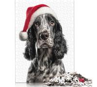 Adult Jigsaw Puzzles 1000 Pieces Cocker Spaniel Dog with Santa Hat Puzzles for Adults & Teenager For Family Fun & Game Night 1000pcs (75x50cm)