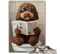 Adult Jigsaw Puzzles 1000 Pieces Cocker Spaniel Sitting Toilet Puzzles,Challenging Family Activity Games DIY Toy for Home Wall Decor Gifts (26x38cm)