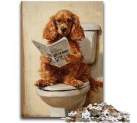 Adult Jigsaw Puzzles 1000 Pieces Cocker Spaniel Sitting Toilet Puzzles for Teenagers,Stress Reliever Difficult Challenge Unique Home Decor And Gifts (50x75cm)