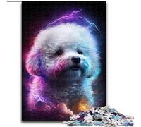 Adult Jigsaw Puzzles 1000 Pieces Colored Bichon Frise Made of Wood, Interactive Family Game, Suitable for Ages 14+ 50x75cm for Family Interactive Game