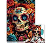 Adult Jigsaw Puzzles 1000 Pieces Colored Skull,Help The Brain Exercise Addictive Toys to Cultivate Patience Gift For Birthdays (38x26cm)