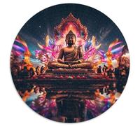 Adult Jigsaw Puzzles 1000 Pieces Colorful Art Buddha Round Jigsaw Puzzles Brain Teaser Game for Teenagers,Perfect (Size 67.5x67.5cm)