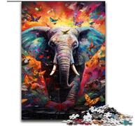 Adult Jigsaw Puzzles 1000 Pieces Colorful Art Elephant 1000Pc Adults Jigsaw Puzzle Challenging Brain Teaser, Family Game Night (Size 50x75 cm)