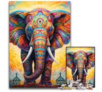 Adult Jigsaw Puzzles 1000 Pieces Colorful Art Elephant Jigsaw Puzzles for Adults High-Difficulty Brain Teaser for Teenagers 26X38CM/10.23x14.96inch
