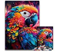 Adult Jigsaw Puzzles 1000 Pieces Colorful Art Parrot Wooden Jigsaw Brain Teaser Game, Interactive Family Game, Suitable for Ages 14+ 50x75CM/19.68x29.52inch