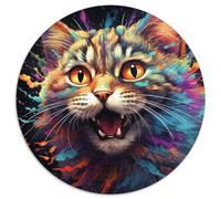 Adult Jigsaw Puzzles 1000 Pieces Colorful Art Psychedelic Cat Jigsaw Puzzles for Adults Ideal for And Family Fun for Holidays,Birthdays 67.5x67.5cm