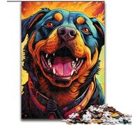 Adult Jigsaw Puzzles 1000 Pieces Colorful Art Rottweiler Wooden Puzzles size50x75cm Brain Teaser Game, Interactive Family Game, Suitable for Ages 14+