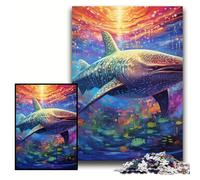 Adult Jigsaw Puzzles 1000 Pieces Colorful Art Whale Shark Jigsaw Puzzles for Adults, 1000 Piece Family Activity Game for Teenager, DIY Home Decor Brain Teaser Gift Size 50x75cm