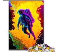 Adult Jigsaw Puzzles 1000 Pieces Colorful Astronaut Made of Wood, Interactive Family Game, Suitable for Ages 14+ 50x75cm for Family Interactive Game