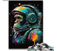 Adult Jigsaw Puzzles 1000 Pieces Colorful Astronaut Monkey Made of Wood, Fun Activity for at Home 50x75cm Engaging Family Game Night Activity