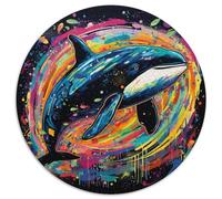 Adult Jigsaw Puzzles 1000 Pieces Colorful Blue Whale 1000 Piece Round Puzzle Interactive Family Game, Suitable for Ages 14+ (67.5x67.5cm)