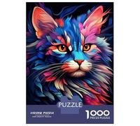 Adult Jigsaw Puzzles 1000 Pieces Colorful Cat Wall Art Print-1 Jigsaws for Adults Brain Teaser Game A Work of Art Educational Challenge 70x50cm/1000pcs