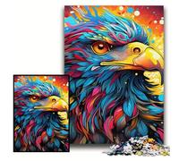 Adult Jigsaw Puzzles 1000 Pieces Colorful Eagle Wooden Puzzles 50x75 cm Family Game Night Fun, DIY Decorative Artwork