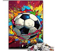 Adult Jigsaw Puzzles 1000 Pieces Colorful Football Made of Wood, Fun Present & Activity for Home 50x75cm Brain-Challenging DIY Decorative Game, Family Interactive Toy