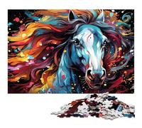 Adult Jigsaw Puzzles 1000 Pieces Colorful Handsome Horse The Jigsaw Puzzle with Matching Poster And Trivia Sheet 1000pcs(38x26cm)