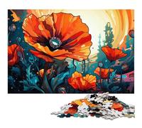 Adult Jigsaw Puzzles 1000 Pieces Colorful Illustration of California Poppy The Jigsaw Puzzle with Matching Poster And Trivia Sheet 1000 PCS(75x50cm)