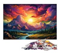 Adult Jigsaw Puzzles 1000 Pieces Colorful Illustration of Sierra Nevada Mountains The Jigsaw Puzzle with Matching Poster And Trivia Sheet 1000 PCS(75x50cm)