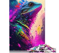 Adult Jigsaw Puzzles 1000 Pieces Colorful-lizard Wooden Puzzles for Adults Sustainable Puzzle Games 1000pcs (75x50cm)