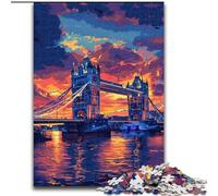 Adult Jigsaw Puzzles 1000 Pieces Colorful London Tower Bridge Jigsaw Puzzles Made of Wood,Family Fun Craft, Perfect for Birthdays, Holidays 1000pcs(50x75cm)
