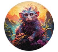 Adult Jigsaw Puzzles 1000 Pieces Colorful Monkey 1000 Piece Round Jigsaw Ideal DIY Decor & Brain Teaser Gift (67.5x67.5cm)