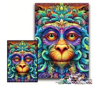 Adult Jigsaw Puzzles 1000 Pieces Colorful Monkey Jigsaw Puzzles for Adults, 1000 Piece Family Activity Game for Teenager, DIY Home Decor Brain Teaser Gift Size 50x75cm