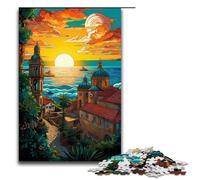 Adult Jigsaw Puzzles 1000 Pieces Colorful Psychedelia of Dubrovnik City Walls Home Decoration Puzzle Toys Deal As Gifts for The Whole Family 75x50cm