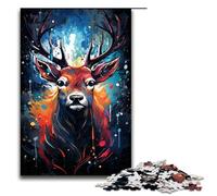 Adult Jigsaw Puzzles 1000 Pieces Colorful Psychedelic Deer in The Storm Home Decoration Puzzle Toys Deal As Gifts for The Whole Family 1000 PCS(75x50cm)