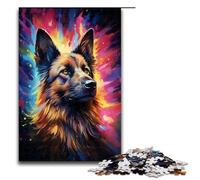 Adult Jigsaw Puzzles 1000 Pieces Colorful Psychedelic German Shepherd Dog Home Decoration Puzzle Toys Deal As Gifts for The Whole Family 1000 PCS(75x50cm)