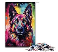 Adult Jigsaw Puzzles 1000 Pieces Colorful Psychedelic German Shepherd Dog12 Home Decoration Puzzle Toys Deal As Gifts for The Whole Family 1000 PCS(75x50cm)
