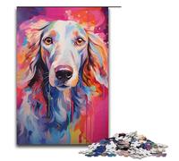 Adult Jigsaw Puzzles 1000 Pieces Colorful Psychedelic Painting of Saluki Dog Home Decoration Puzzle Toys Deal As Gifts for The Whole Family 1000 PCS(75x50cm)