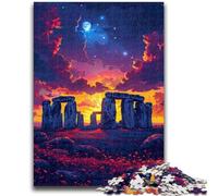 Adult Jigsaw Puzzles 1000 Pieces Colorful Stonehenge Stress Reliever Staycation Kill Time Perfect Decoration for Age 14+ 38x26cm