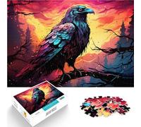 Adult Jigsaw Puzzles 1000 Pieces Colorful synthwave crow Family Fun Jigsaws 26x38cm Enhance love between couples for 14 year olds