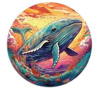 Adult Jigsaw Puzzles 1000 Pieces Colorful Whale Paper Jigsaw Brain-Challenging DIY Decorative Game,Family Interactive Toy (67.5x67.5cm)