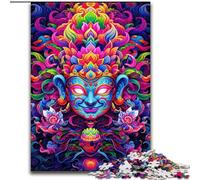 Adult Jigsaw Puzzles 1000 Pieces Colourful Art Buddha Made of Wood, Interactive Family Game, Suitable for Ages 14+ 50x75cm for Family Interactive Game