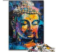 Adult Jigsaw Puzzles 1000 Pieces Colourful Buddha Graffiti Made of Wood, Fun Activity for at Home 50x75cm Engaging Family Game Night Activity