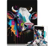 Adult Jigsaw Puzzles 1000 Pieces Colourful Cow Heads 1000 Pieces for Adults,Educational Stress Relief Toy Gifts for Friends And Family (size 75x50cm)