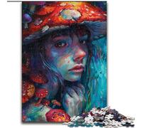 Adult Jigsaw Puzzles 1000 Pieces Colourful Mushroom Girl Made of Wood, Fun Activity for at Home 50x75cm Engaging Family Game Night Activity