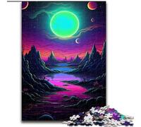 Adult Jigsaw Puzzles 1000 Pieces Colourful Neon Sunsets Made of Wood, Interactive Family Game, Suitable for Ages 14+ 50x75cm for Family Interactive Game