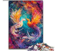 Adult Jigsaw Puzzles 1000 Pieces Colourful Phoenix Made of Wood, Fun Activity for at Home 50x75cm Engaging Family Game Night Activity
