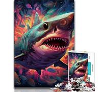 Adult Jigsaw Puzzles 1000 Pieces Colourful Shark,Decompressing Intellectual Educational Toy Is Ideal As Gifts for The Whole Family (38x26cm)