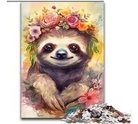 Adult Jigsaw Puzzles 1000 Pieces Colourful Sloth Baby Made of Wood, for Ages 14+ 50x75cm Challenging Brain Teaser - Relaxing Toy for Teenagers