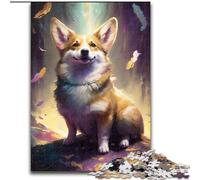 Adult Jigsaw Puzzles 1000 Pieces Corgi Dog Painting Made of Wood, Fun Activity for at Home 50x75cm Engaging Family Game Night Activity