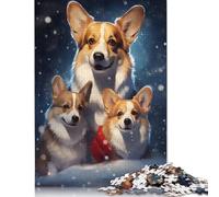 Adult Jigsaw Puzzles 1000 Pieces Corgi Family Christmas Paper Jigsaw Puzzles for Adults Educational Game Challenge Toy 1000pcs (75x50cm)