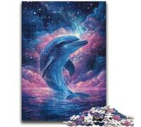 Adult Jigsaw Puzzles 1000 Pieces Cosmic Dolphin Stress Reliever Staycation Kill Time Perfect Decoration for Age 14+ 50x75cm