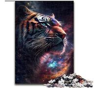 Adult Jigsaw Puzzles 1000 Pieces Cosmic King Space Tiger Made of Wood, Fun Activity for at Home 50x75cm Engaging Family Game Night Activity
